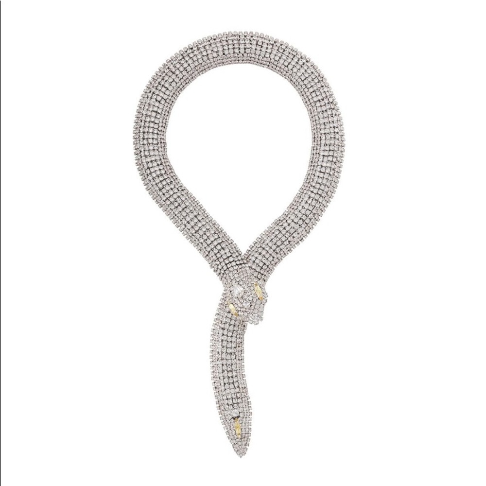 Silver Crystal Snake Serpent Rhinestone Choker Necklace - Picture 14 of 15